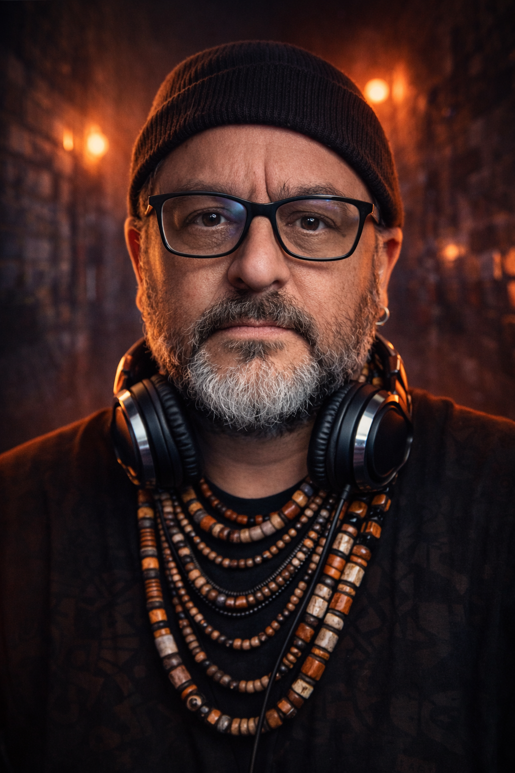 Ritratto di Pako Esposito con cuffie da DJ